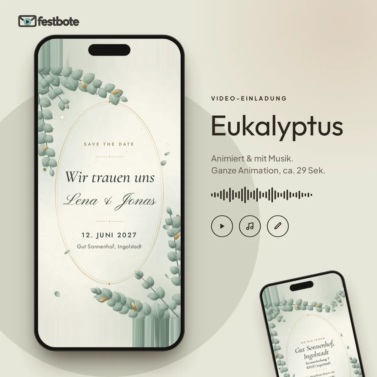 Eukalyptus: die Animation läuft in einem Handy, ca. 29 Sekunden mit Musik.