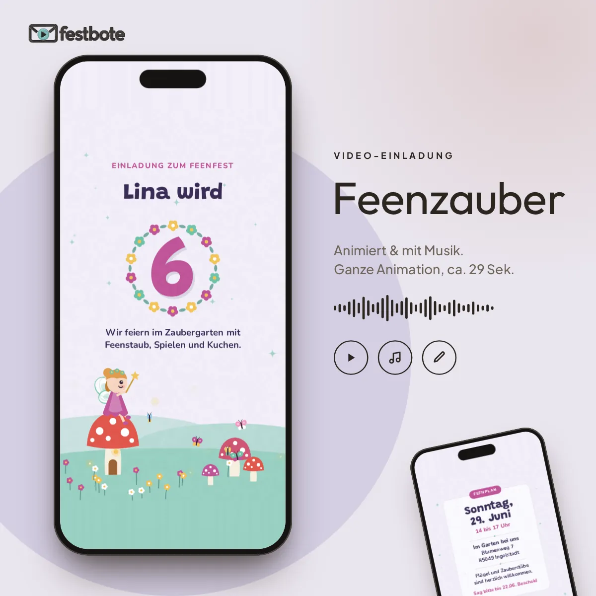 Feenzauber: die Animation läuft in einem Handy, ca. 29 Sekunden mit Musik.