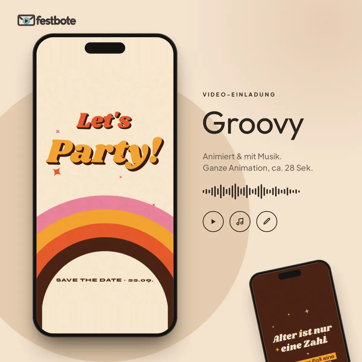 Groovy: die Animation läuft in einem Handy, ca. 28 Sekunden mit Musik.