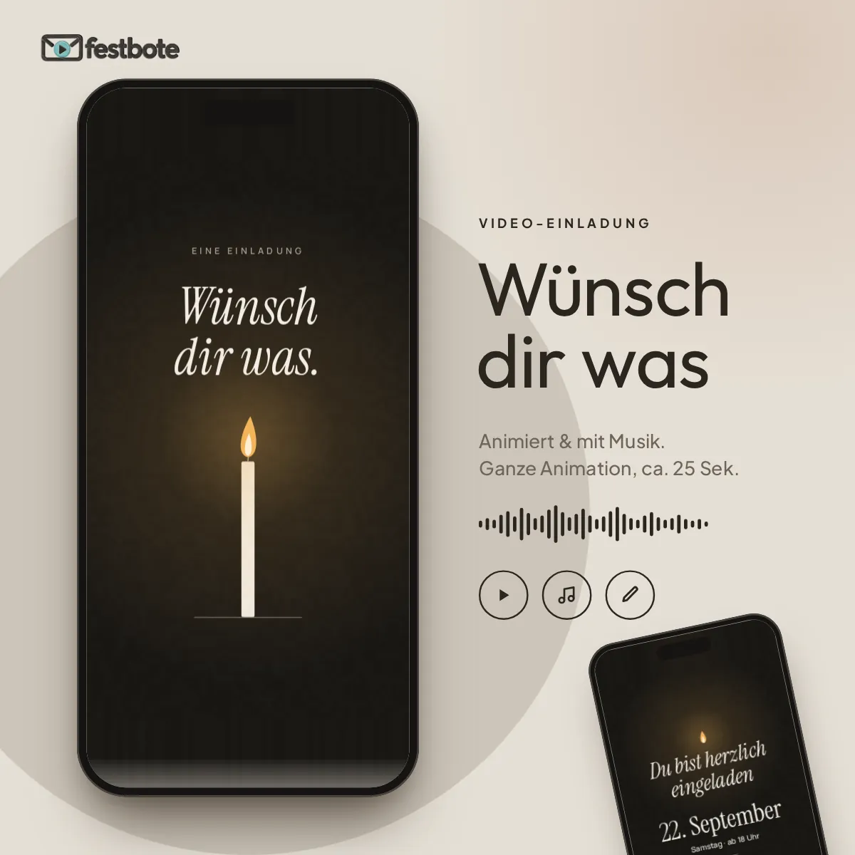 Wünsch dir was: die Animation läuft in einem Handy, ca. 25 Sekunden mit Musik.
