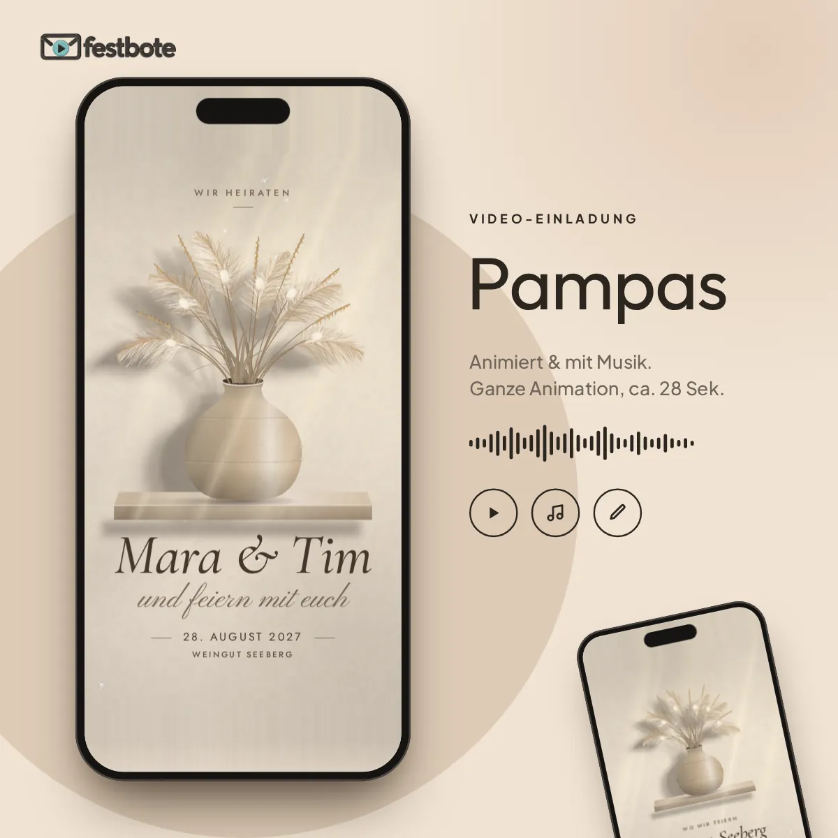 Pampas: die Animation läuft in einem Handy, ca. 28 Sekunden mit Musik.