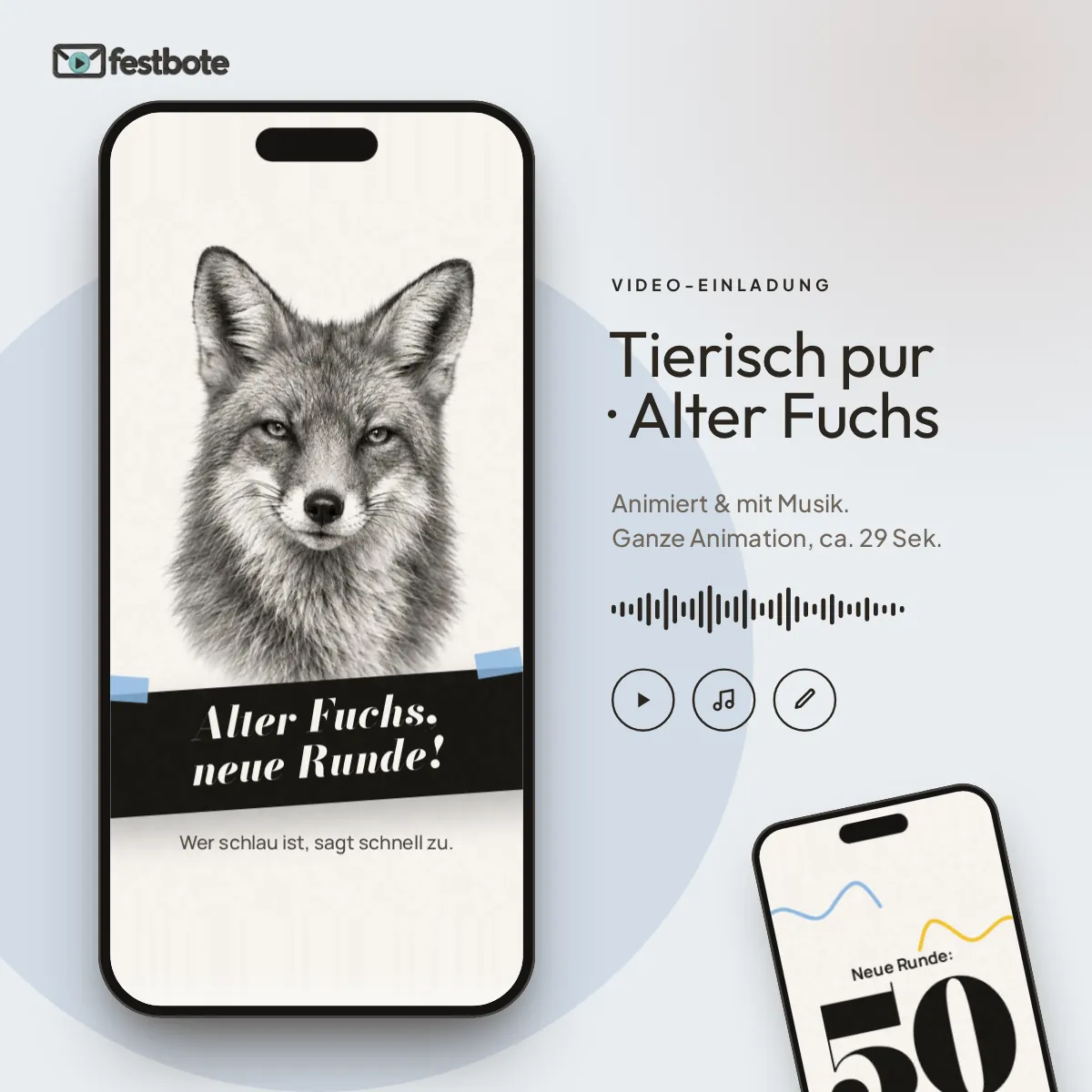 Tierisch pur · Alter Fuchs: die Animation läuft in einem Handy, ca. 28 Sekunden mit Musik.