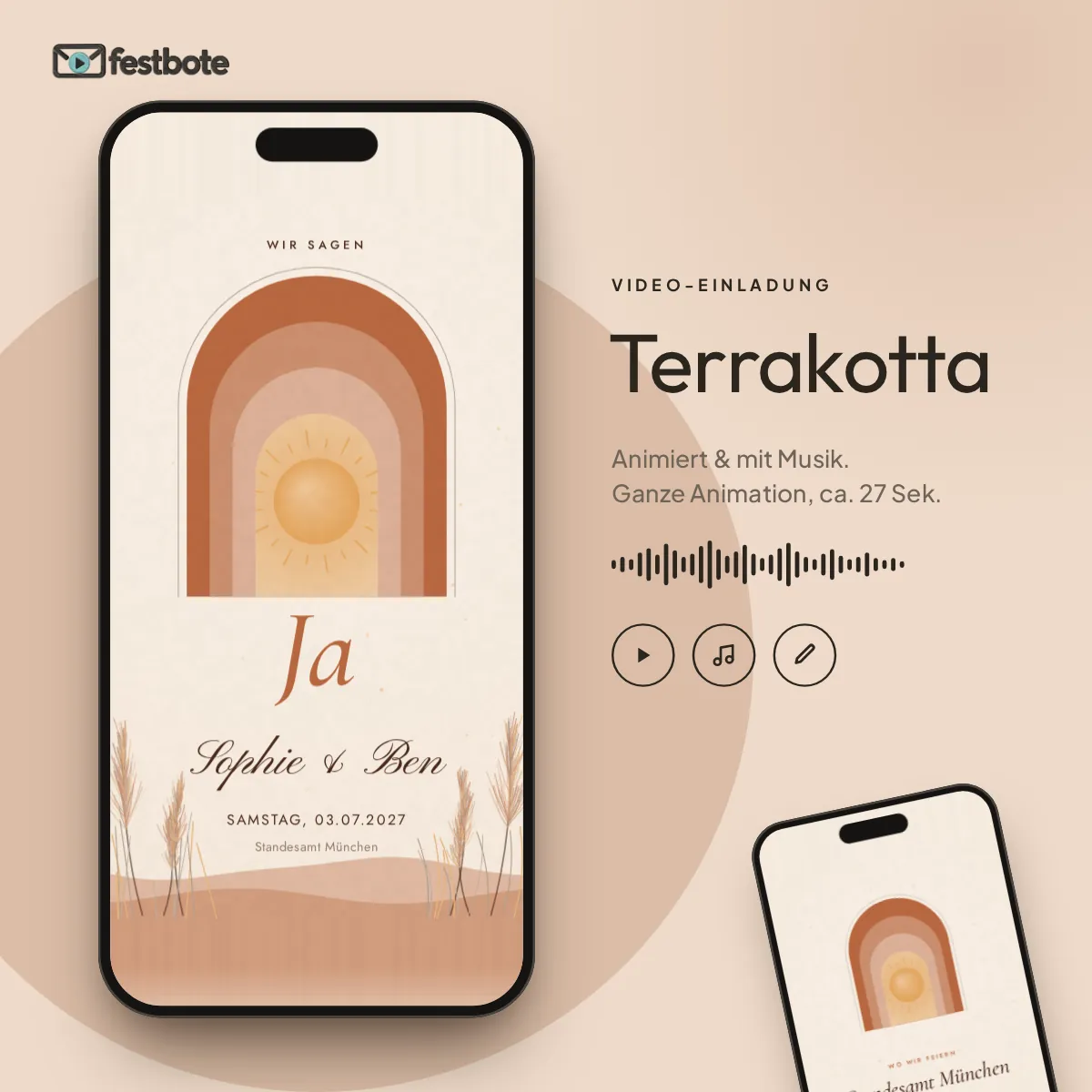 Terrakotta: die Animation läuft in einem Handy, ca. 27 Sekunden mit Musik.
