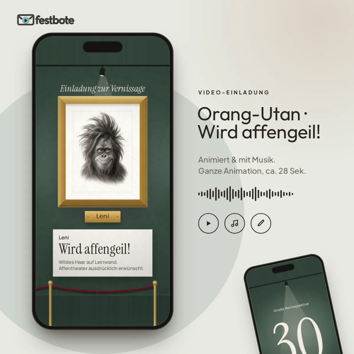 Orang-Utan · Wird affengeil!: die Animation läuft in einem Handy, ca. 27 Sekunden mit Musik.