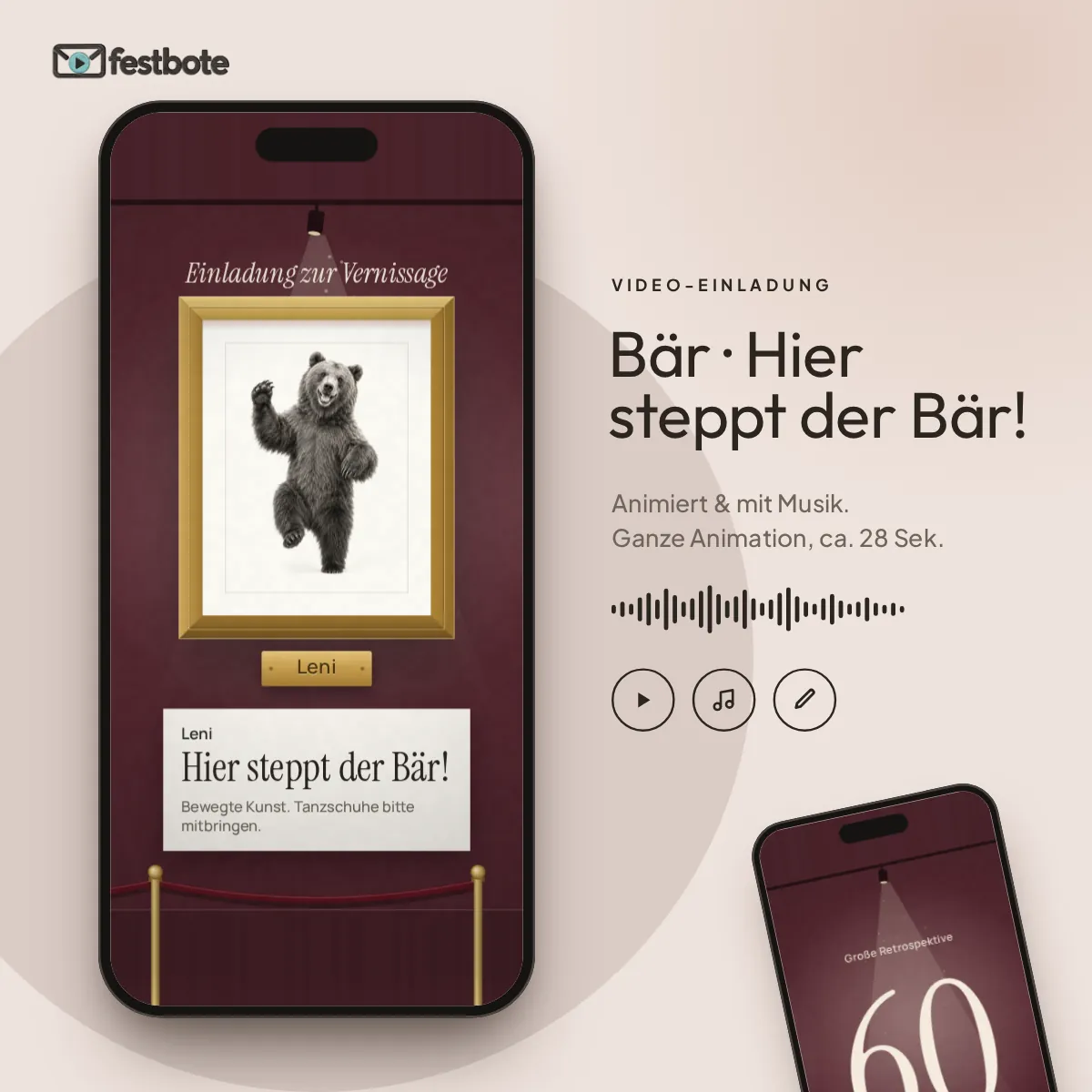 Bär · Hier steppt der Bär!: die Animation läuft in einem Handy, ca. 27 Sekunden mit Musik.