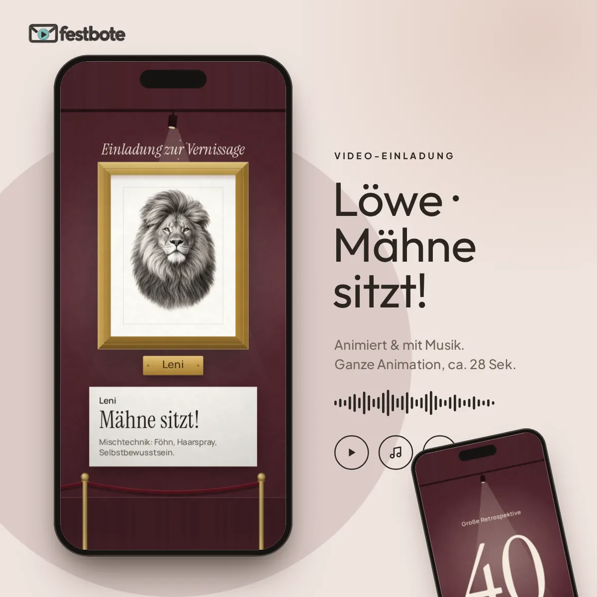 Löwe · Mähne sitzt!: die Animation läuft in einem Handy, ca. 27 Sekunden mit Musik.