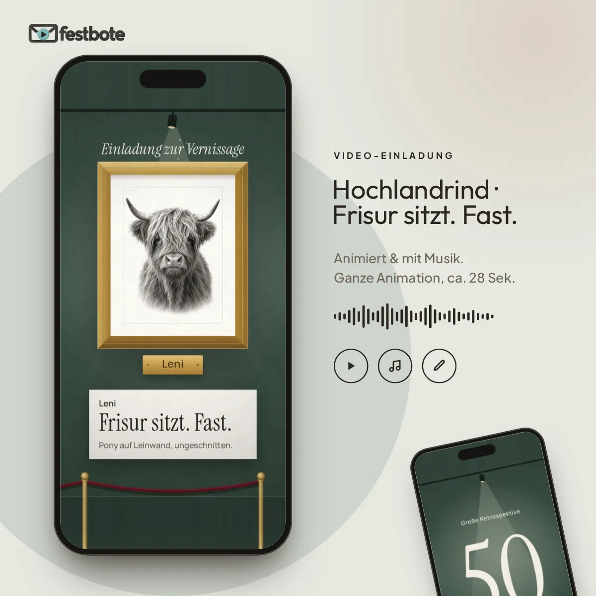 Hochlandrind · Frisur sitzt. Fast.: die Animation läuft in einem Handy, ca. 27 Sekunden mit Musik.